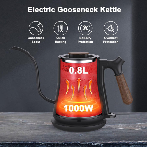 Gooseneck Electric Kettle, Rapid Heating, Auto Shutoff